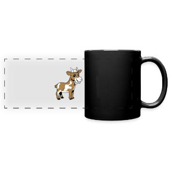 Ziege meckern lächeln - Panorama-Tasse farbig - Schwarz - Vorne