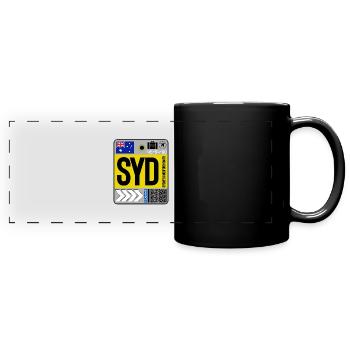 Flughafen Sydney - Panorama-Tasse farbig - Schwarz - Vorne