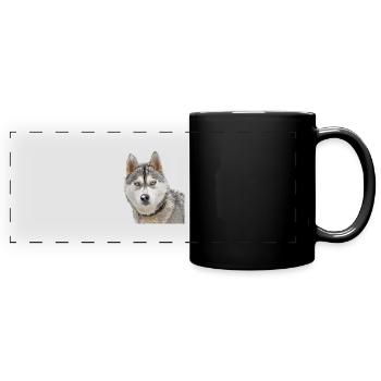 Husky in the snow - Mug panoramique uni - noir - Devant