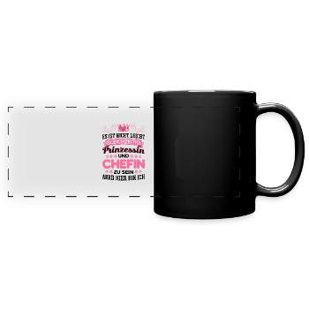 Beste Chefin Sprüche Spruch Gleichzeitig Prinzessi - Panorama-Tasse farbig - Schwarz - Vorne