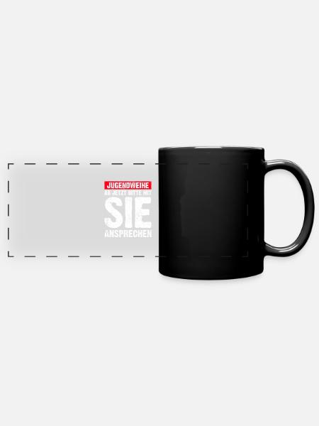 Jugendweihe Geschenkidee - Panorama-Tasse farbig - Schwarz