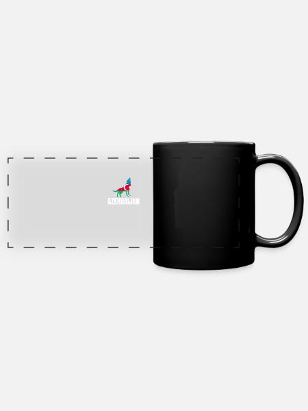 Azerbaijan Flagge mit Wolf Aserbaidschan - Panorama-Tasse farbig - Schwarz