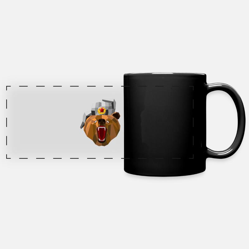 Bear with Uschanka - Full Colour Panoramic Mug - black