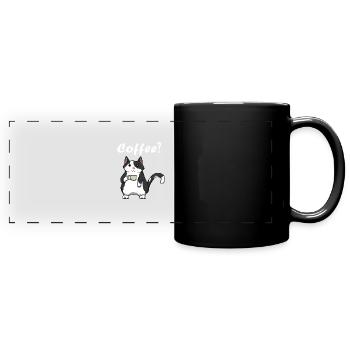 Cute Cat Coffee Monday Office Lazy - Mug panoramique uni - noir - Devant