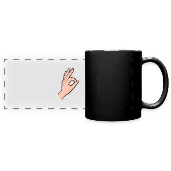 OK Hand Meme Spiel Reingeschaut Reingeguckt - Panorama-Tasse farbig - Schwarz - Vorne
