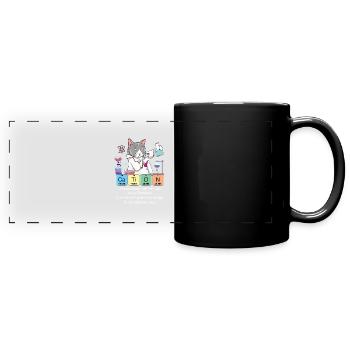 Funny Inorganic Chemistry Cat Art Gift - Full Colour Panoramic Mug - black - Front