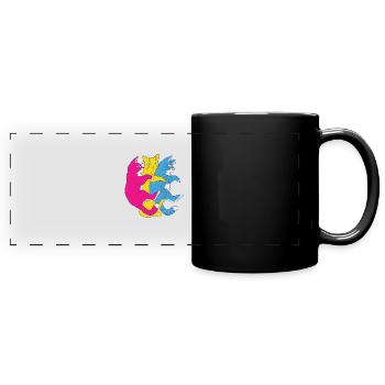 LGBTQ Flag - Cute Cat Stacks Pansexual - Full Colour Panoramic Mug - black - Front