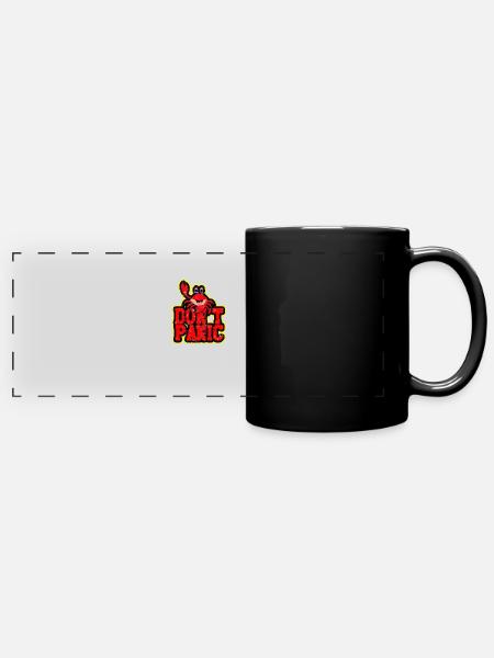 Don't Panic - Outdoors Krustentier Meeresfrüchte Krabbe - Panorama-Tasse farbig - Schwarz