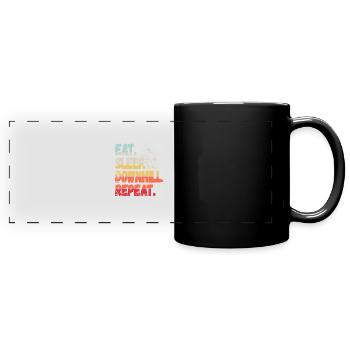 Eat Sleep Downhill Repeat Mountains Retro Wave Vintage - Full Colour Panoramic Mug - black - Front