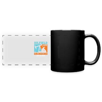 Ölfeld-Arbeiter Schleifen und Gewinnen Lustiger - Panorama-Tasse farbig - Schwarz - Vorne