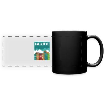 Sarajevo Paysage Vintage Art - Mug panoramique uni - noir - Devant