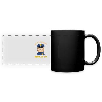 Not so funny meow, is it? - Feline Tabby Tiger - Full Colour Panoramic Mug - black - Front