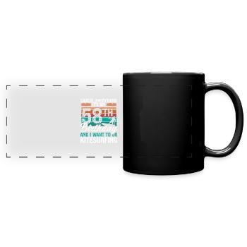 58 Anniversaire Kitesurfer Kitesurfeur 58 ans - Mug panoramique uni - noir - Devant