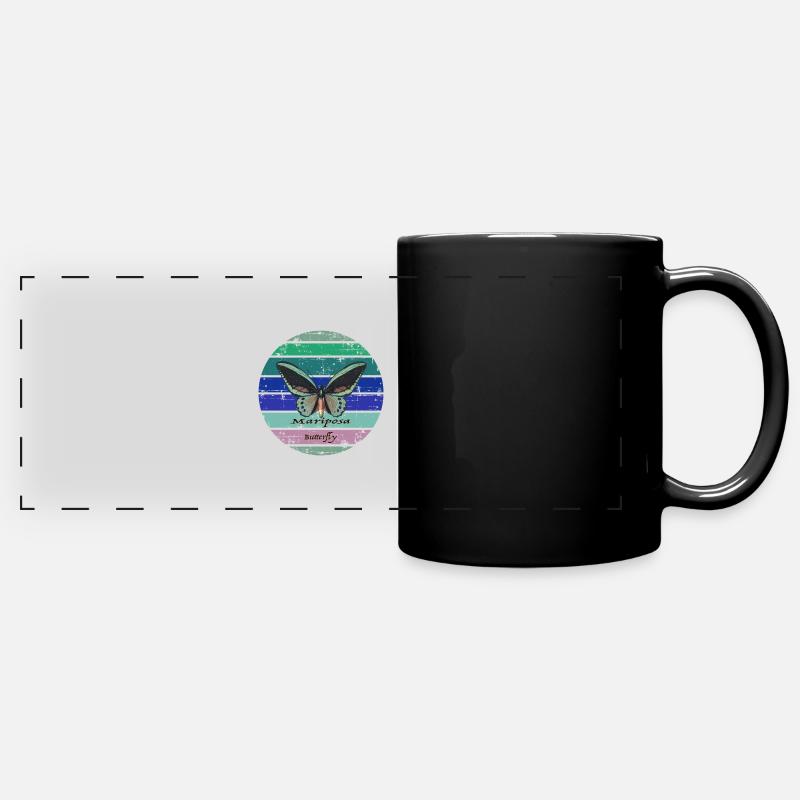 Bunter Schmetterling - Panorama-Tasse farbig - Schwarz