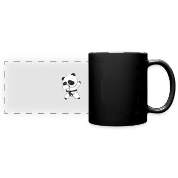 Lustige Dabbing Karate Baby Panda Bär Kampfkunst - Panorama-Tasse farbig - Schwarz - Vorne