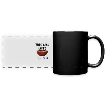 Girl Likes Miso Soup Japanese Ramen Food - Full Colour Panoramic Mug - black - Front