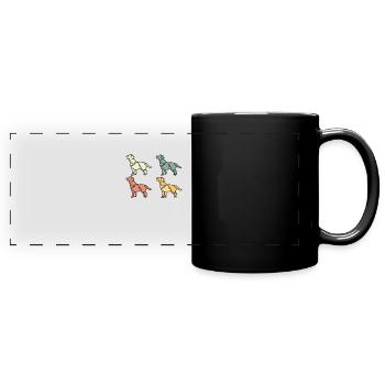 Chiens Origami - Mug panoramique uni - noir - Devant