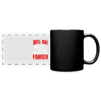 LKW Führerschein Weg Da! Ich darf jetzt Fahren LKW - Panorama-Tasse farbig - Schwarz - Vorne