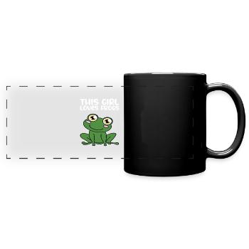This girl loves frogs - Full Colour Panoramic Mug - black - Front