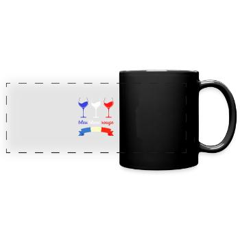 Verres de Vin Français bleu blanc et rouge - Mug panoramique uni - noir - Devant