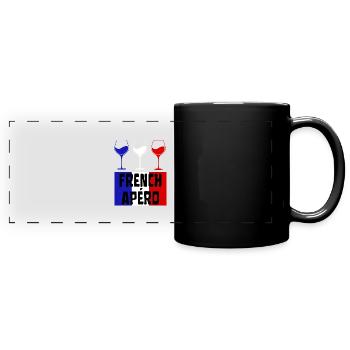 FRENCH APÉRO Vin Français bleu blanc et rouge - Mug panoramique uni - noir - Devant