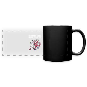 Besoffen hoch wer Flasche ist Saufen - Panorama-Tasse farbig - Schwarz - Vorne