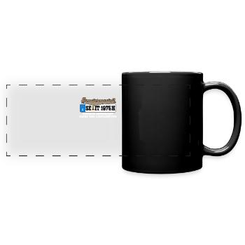 1975 Kennzeichen Geburtstag - Panorama-Tasse farbig - Schwarz - Vorne