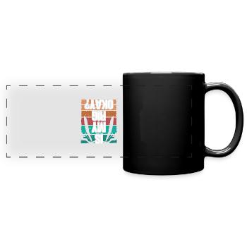 Humour Est mon Rig ok Drôle Vintage Planche à voile - Mug panoramique uni - noir - Devant