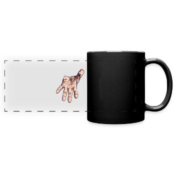 reaching hand, vector art - Full Colour Panoramic Mug - black - Front