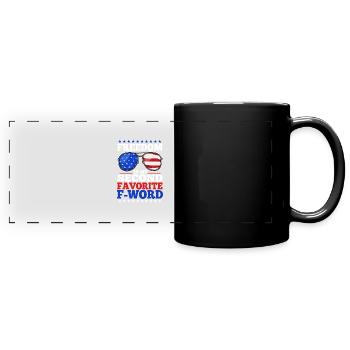 La liberté est mon deuxième mot préféré - Mug panoramique uni - noir - Devant