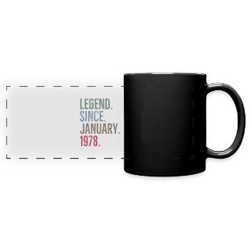 Legende seit Januar 1978 - Panorama-Tasse farbig - Schwarz - Vorne