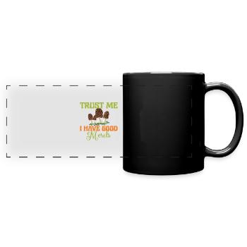 TRUST ME I HAVE GOOD MORELS - Panorama-Tasse farbig - Schwarz - Vorne