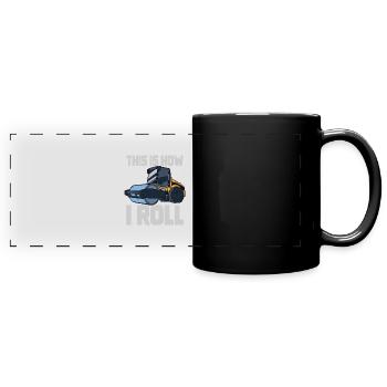 Steamroller Vehicle Construction Labourer Site - Full Colour Panoramic Mug - black - Front