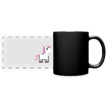 Einhorn verpixelt Grafik Einhorn Pixel Geschenkide - Panorama-Tasse farbig - Schwarz - Vorne