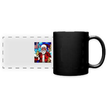 Amerikanisches Weihnachten Weihnachtsmann - Panorama-Tasse farbig - Schwarz - Vorne