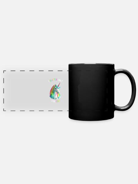 Licorne mignonne qui vous cherche à son - Mug panoramique uni - noir