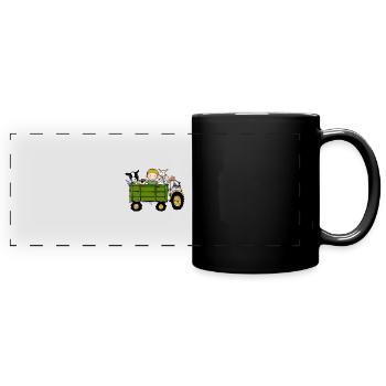 Green Tractor Birthday Farm Animals - Full Colour Panoramic Mug - black - Front