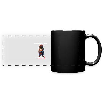 Wütender Pinguin - Bevor du fragst, Nein ! - Panorama-Tasse farbig - Schwarz - Vorne