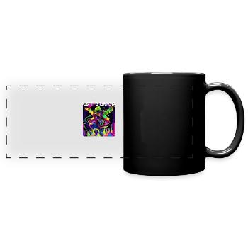 Frau in Graffiti-Look tanzt in Disco 1 - Panorama-Tasse farbig - Schwarz - Vorne