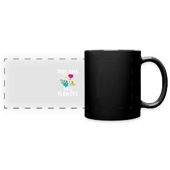 Mädchen mag Blumen Ironisches Zitat - Panorama-Tasse farbig - Schwarz - Vorne