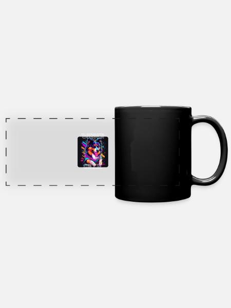 Graffiti Style - Cooler Border Collie 3 - Panorama-Tasse farbig - Schwarz