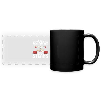 Cadeau de steak amateur de steak - Mug panoramique uni - noir - Devant