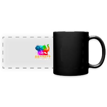 PROTECT Retro Elephant Animal Lover Protection - Full Colour Panoramic Mug - black - Front
