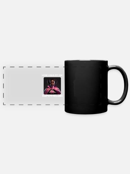 Mama Superheldin - Meine Mama ist eine - Panorama-Tasse farbig - Schwarz