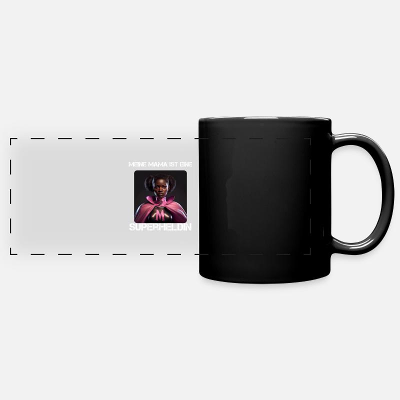 Mama Superheldin - Meine Mama ist eine - Panorama-Tasse farbig - Schwarz