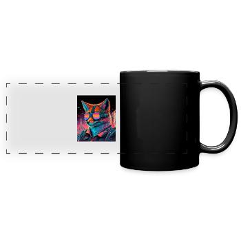Rétro Futuriste Synthwave Fox - Mug panoramique uni - noir - Devant