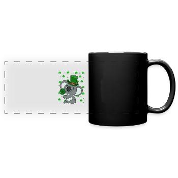 Cute Koala with Hat Saint Patrick's Day - Full Colour Panoramic Mug - black - Front