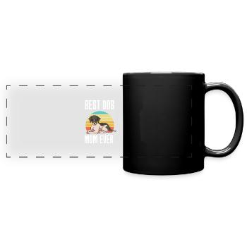 Whippet - Panorama-Tasse farbig - Schwarz - Vorne