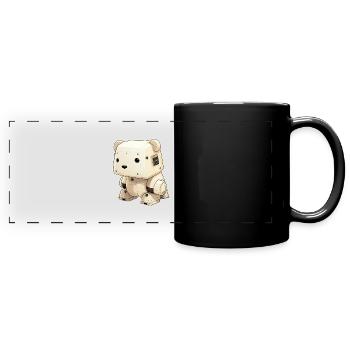 Cool little robot soldier bear ready to help in the - Full Colour Panoramic Mug - black - Front