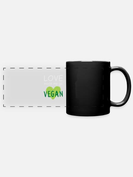 Vegan Fleischlos Tierlieb & Veganer - Panorama-Tasse farbig - Schwarz